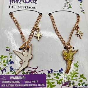 Vintage 80s Disney Tinker Bell BFF Best Forever Fairy Pendant Necklaces Jewelry